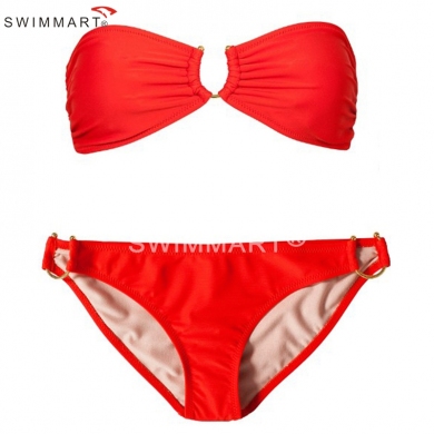 Bandeau Top U-Ringed Both Top and Bottom Fully lined Push up Vintage Bikini