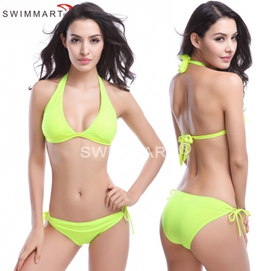 Removable Padding Plung Halter Bandage Strappy Bikini