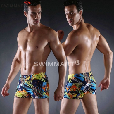 Vintage Allover-Prints Elastic Band and ties Big Female Large Men swimwear Plus size Swimming shorts