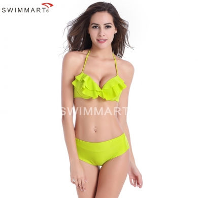 High Quality Small Flounced Top Underwired Cup Women's Sexy High waist Bikini