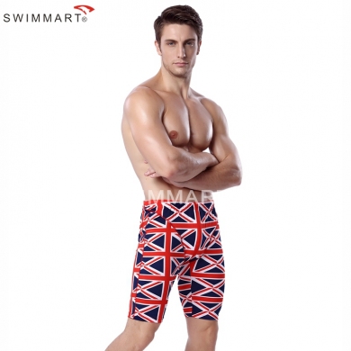 UK Flag Print Elastic Band adjustable tie Swim Jammer Knee Length Pattern Sexy European men Swimwear 