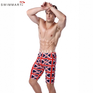 UK Flag Print Elastic Band adjustable tie Swim Jammer Knee Length Pattern Sexy European men Swimwear 