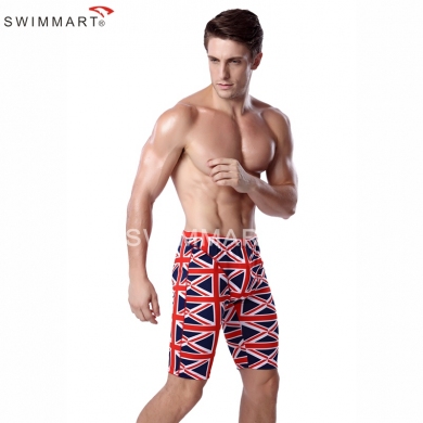 UK Flag Print Elastic Band adjustable tie Swim Jammer Knee Length Pattern Sexy European men Swimwear 