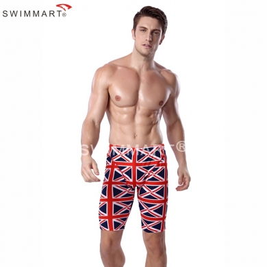 UK Flag Print Elastic Band adjustable tie Swim Jammer Knee Length Pattern Sexy European men Swimwear 