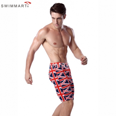 UK Flag Print Elastic Band adjustable tie Swim Jammer Knee Length Pattern Sexy European men Swimwear 