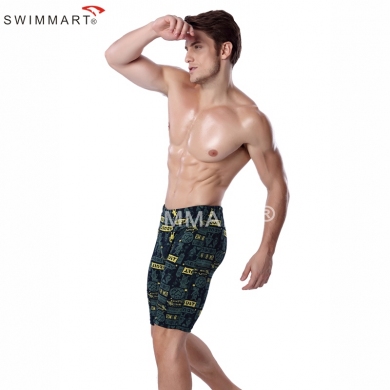 Cartoon Adult Print Knee Length Swimming pants Fashion Men Lycra Swimming Jammer 