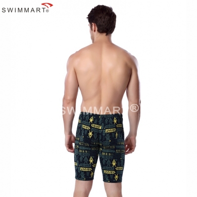 Cartoon Adult Print Knee Length Swimming pants Fashion Men Lycra Swimming Jammer 