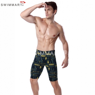 Cartoon Adult Print Knee Length Swimming pants Fashion Men Lycra Swimming Jammer 