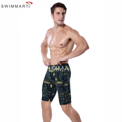 Cartoon Adult Print Knee Length Swimming pants Fashion Men Lycra Swimming Jammer 