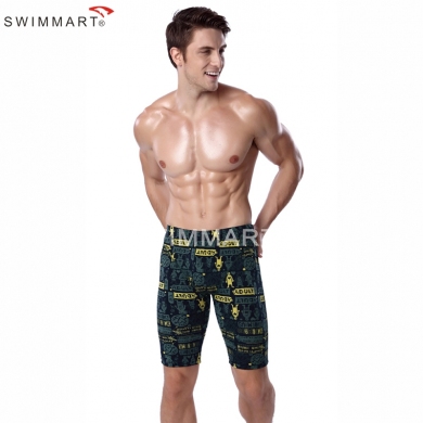 Cartoon Adult Print Knee Length Swimming pants Fashion Men Lycra Swimming Jammer 