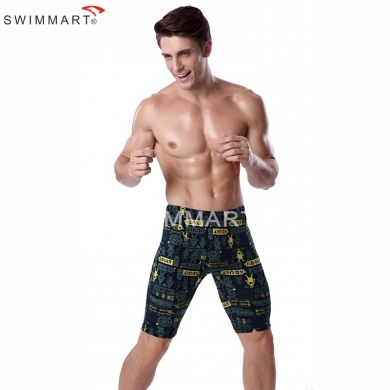 Cartoon Adult Print Knee Length Swimming pants Fashion Men Lycra Swimming Jammer 