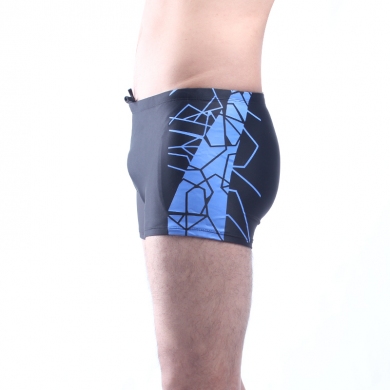 Left Black Right Dark Grey Geometric Imprint Fully lined Elastic adjustable tie Excellent Quality Swimwear for men