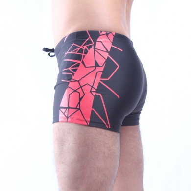 Left Black Right Dark Grey Geometric Imprint Men Swim Trunk Fully lined High Quality Swimming shorts