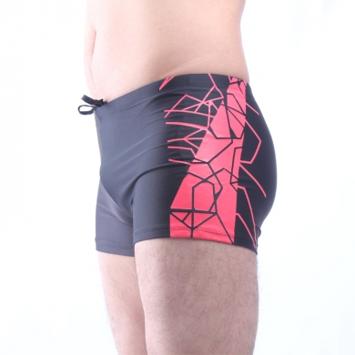 Left Black Right Dark Grey Geometric Imprint Men Swim Trunk Fully lined High Quality Swimming shorts