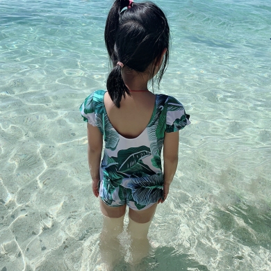 2023 Toddler 8-12T Kids Girl Swimsuit One Piece Bathing Suits Child Swimwear Wrap Leaves Print Children Beachwear