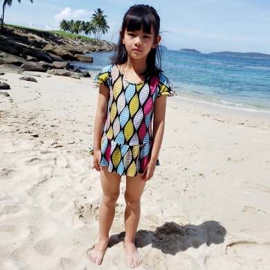 2023 Kids Girl Swimwear 8-12T Daughter Wrap Beachwear Children Swimsuit Toddler Teenage One Piece Bathing Suits