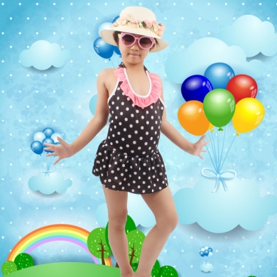 6-10T Kids Swimwear Dot Print mini Flounce Cute Girl Beachwear Children Swimming Bath Suits Toddler Teenage Swimsuit