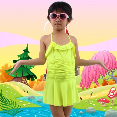 6-10T Child Swimsuit Wrap Beach Wears Cute Girl Swimming Bath Suits Toddler Swim Suit Kids Swimwear Dropshipping