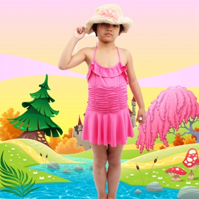 6-10T Child Swimsuit Wrap Beach Wears Cute Girl Swimming Bath Suits Toddler Swim Suit Kids Swimwear Dropshipping