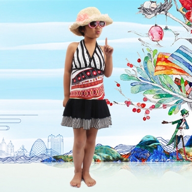 Teenage Girls Swimwear Wrap Kids Beachwear Cute Daughter Bathing Suits Children Swimsuit One Piece D...