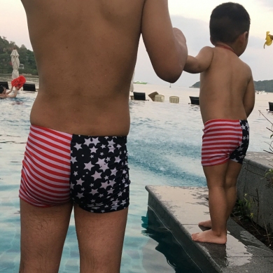 SWIMMART 2023 Family Swimsuit Parent Children Bathing Suits Father Son Swimwear Men Swim Shorts Kids Beachwear