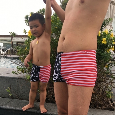 SWIMMART 2023 Family Swimsuit Parent Children Bathing Suits Father Son Swimwear Men Swim Shorts Kids Beachwear