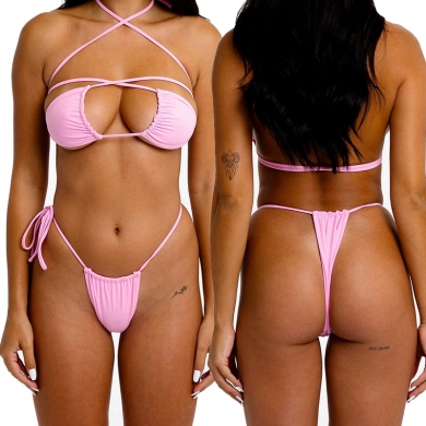 SWIMMART Sexy Micro Bikini set Multi-wear Swimwear Women Bandage Cross Swimsuit Neon Bathing suit Br...